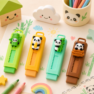 Cute Panda Push Pull Eraser Set <b>Plastic</b> Retractable <b>Slide</b> Eraser for Kids School Supplies 4 Colors Design - Product Image 6