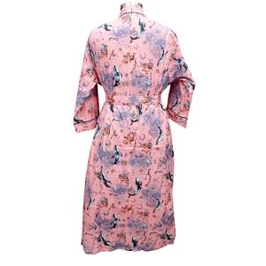 Indian Cotton Summer <b>Robe</b> Floral V-Neck <b>Kimono</b> Dress Breathable Quick Dry Cover-Up Belt Closure Beach Full-Length <b>Long</b> Sleeve - Product Image 6
