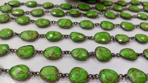 Cadena con Conector de Bisel de Turquesa Verde Natural en Forma Libre de 12 a 15 mm - Product Image 5