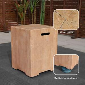 Outdoor Rectangular Faux Wood <b>Fire</b> <b>Pit</b> <b>Table</b> with Side <b>Table</b> Elegant Furniture Set D0100H5JHX2 - Product Image 5