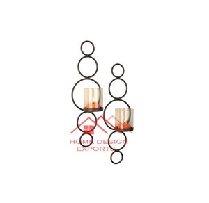 Chimenea de cristal Decoración de pared de la mejor calidad Portavelas Diseño maravilloso Portavelas de color oro de hierro - Product Image 1