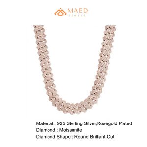 Rose Gold Plated Moissanite Necklace Cuban Link <b>Chain</b> Women Men Party Elegant Gift New York Fine Jewelry - Product Image 6