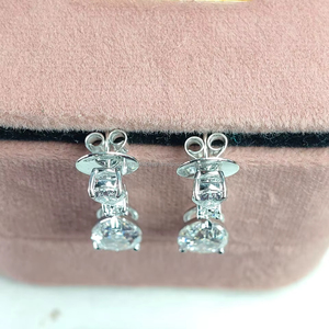 Pear & Round Cut Diamond <b>Earrings</b> in White Gold Elegant Drop <b>Earrings</b> for Women Luxury Lab Grown Diamond <b>Fine</b> Jewelry Gift - Product Image 2