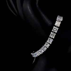 Princess Cut Diamond Chain Link <b>Bracelet</b> Rhodium Plated Unisex Classic Wedding Jewelry - Product Image 2