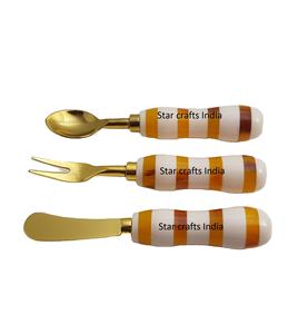 Uper-Juego de cubiertos de acero inoxidable para cocina, Set de 3 cubiertos con cuchara y cuchillo chapados en color negro - Product Image 1