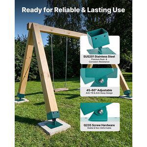 Heavy Duty 4-Pack <b>Swing</b> Set Brackets Leveling Hardware for 4x4 Posts (Actual 3.6 X 3.6 In) 45 & 60 Degree <b>Swing</b> Sets - Product Image 3