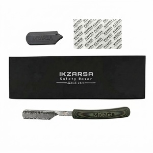 Navaja de Afeitar Recta con Patrón Damasco y Mango de Madera, Hoja de Acero Inoxidable Reemplazable para Barberos, Peluqueros y Uso Corporal Masculino - Product Image 4