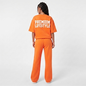 Ensemble de survêtement pour femmes de haute qualité, personnalisé, t-shirt et pantalon d'été, ensemble de t-shirts amples en coton 100% pour femmes - Product Image 2
