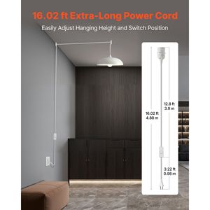 Kit Cavo di Prolunga per Lanterna da 16 Piedi, Robusto e Sicuro, Confezione da 2, con Portalampada E26, Cavo di Ricambio per Lampada, Spina per Sostituzione e Kit di Retrofit per Sospensione - Product Image 2