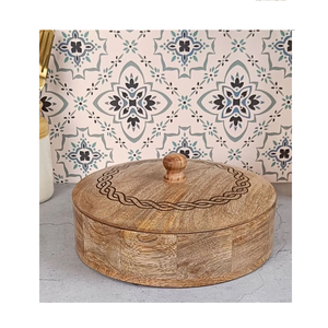 Classic Wooden Casserole Dish Handmade Eco-Friendly Chapati/Roti/Casserole Box for lid - Product Image 4