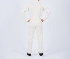 Ensemble de survêtement blanc à capuche pour homme 2026 – Sweat-shirt et pantalon à fermeture éclair, coupe ample, couleur unie, décontracté, pour l'automne, 100 % coton, poids moyen - Product Image 4