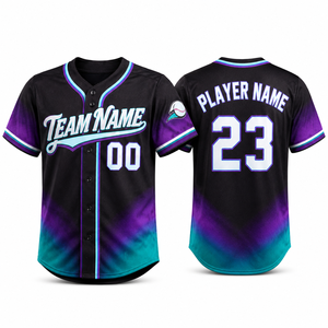 Maillots de baseball personnalisés en gros, uniformes d'équipe sublimés à manches courtes avec nom de joueur brodé, numéro et logo de l'équipe - Product Image 1