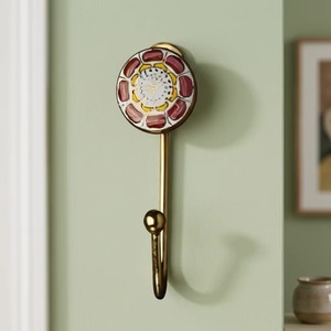 Vintage Style Ceramic and <b>Metal</b> Single Wall Hook for <b>Clothing</b> Adjustable Eco-Friendly Waterproof Self-adhesive Installation - Product Image 3