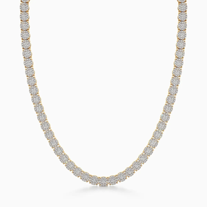 Collar de tenis de oro amarillo de 10K con diamantes halo cultivados en laboratorio, 15.43 CTW, chapado en rodio, cadena de lujo, joyería fina, regalo para mujer - Product Image 1