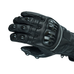 Black Motorcycle Riding <b>Gloves</b> with Hard <b>Knuckle</b> Protection Long Cuff Wrist Strap Full Finger Wholesale OEM - Product Image 3