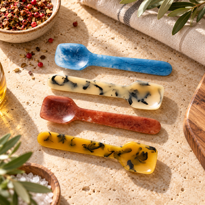 Fabricante de Cucharas para Servir de Resina Verde Oliva Hechas a Mano |   Utensilios de Cocina con Efecto Mármol, Venta al por Mayor, Personalización OEM ODM - Product Image 6