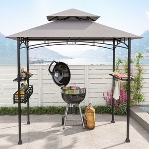 Gazebo per Barbecue da Esterno 8 X 5 FT con 2 Ripiani Laterali e 20 Ganci, Tettoia e Pergola - Product Image 3