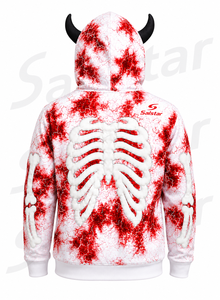 Sweat à capuche graphique noir personnalisé avec impression par sublimation intégrale, idéal pour les fêtes d'Halloween – Fournisseur - Product Image 2
