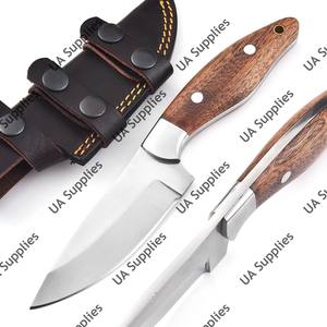 Couteau Skinner EDC de camping en plein air sur mesure en acier inoxydable à pointe tombante, manche en bois de rose, tranchant comme un rasoir, qualité industrielle, avec étui, faibles MOQ - Product Image 5