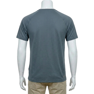 เสื้อยืดคอกลมแขนสั้นผู้ชายสีทึบแห้งเร็วผ้าถักสวมใส่สบายๆสีเทา - Product Image 2