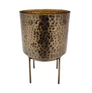 Metal Hammered Planter With <b>Stand</b> Round Shaped Brass Antique Plating Finishing Metal Hammered Planter With <b>Stand</b> Round Shaped - Product Image 3