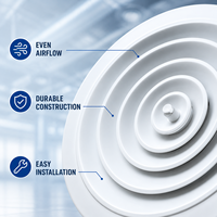 Grille de ventilation ronde en plastique de qualité supérieure pour sous-plafond, diffuseur d'air rond pour plafond
