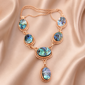 Natural <b>Abalone</b> <b>Shell</b> Statement Necklace for Women 925 Silver Rose & Yellow Gold Plated Handmade Boho Jewelry Gift for Women - Product Image 4