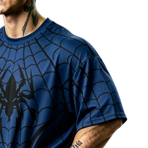 Camiseta de Manga Corta con Estampado Gráfico de Telaraña para Hombre, Cuello Redondo, Estilo Casual Urbano, 100% Poliéster, Transpirable y de Secado Rápido - Product Image 4
