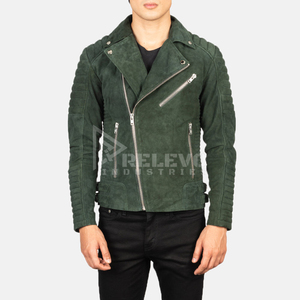 เสื้อแจ็คเก็ตหนังกลับผู้ชาย สไตล์คลาสสิคแบบ Trucker หนังแพะแท้ เสื้อโค้ทคาวบอยตะวันตก ทรงเข้ารูป น้ำหนักเบา เสื้อคลุมสำหรับใส่ด้านนอก - Product Image 1