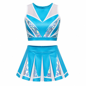 Uniforme de pom-pom girl sublimé en gros pour femmes, jupe plissée en polyester extensible et spandex, tenue d'équipe de cheerleading - Product Image 5