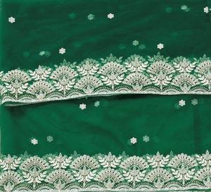 Hermosa Dupatta de Tela de Red Verde con Diseño Indio-Pakistaní, Bordado Elegante, para Bodas, Casual, Tradicional, Ropa Femenina - Product Image 1