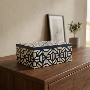 Handmade Wooden Jewelry <b>Box</b> with Geometric Inlay Pattern Elegant <b>Trinket</b> Organizer Decorative Storage Case for Bedroom HomeDecor - Product Image 3