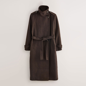 Custom <b>Women's</b> <b>Wool</b> Trench <b>Coat</b> <b>Double</b> <b>Breasted</b> Solid Color Long Length Full Sleeve Notched Collar Elegant Outerwear - Product Image 3