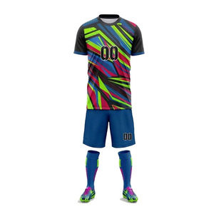 Conjunto de Camiseta de Fútbol para Hombre, Manga Corta, Estampado Geométrico Sublimado, Uniforme Deportivo de Secado Rápido, para Adultos, Todas las Temporadas, Azul, Verde, Rosa - Product Image 3