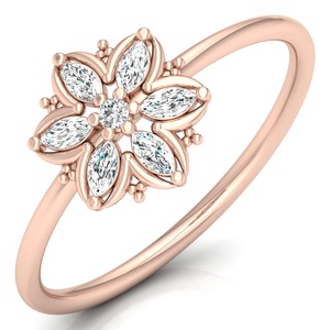 14k Or Marquise Forme Diamant Fleur Conception Bague IGI Certifié Lab Grown Diamant Promesse Bande Personnalisable Bijoux Boutique En Ligne - Product Image 3