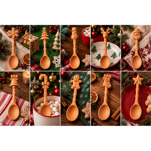 Cuillère en bois de Noël bon marché, motif bonhomme de neige gravé, en bois naturel, pour la cuisine, cadeau de fêtes, décoration de Noël, jeu sensoriel - Product Image 2