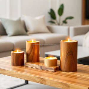 Pot à bougie en bois de luxe fait à la main Design élégant pour cadeaux de mariage Décoration intérieure et ambiance chaleureuse Qualité supérieure - Product Image 3