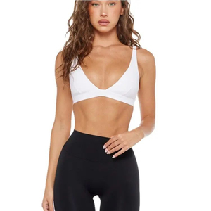 Women's Two <b>Piece</b> Yoga <b>Set</b> <b>White</b> Sports Bra Black High Waist Leggings Breathable Four-Way Stretch Spandex Sportswear Spring - Product Image 1