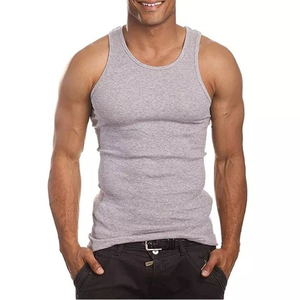 Camiseta sin mangas de punto informal con cuello redondo y color liso para hombre, gris - Product Image 6