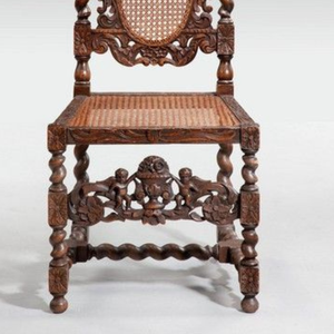 Luxury Handcrafted Solid Wood Dining Chair Ornate Cherub Carving <b>Barley</b> Twist Legs Cane Seat - Product Image 4