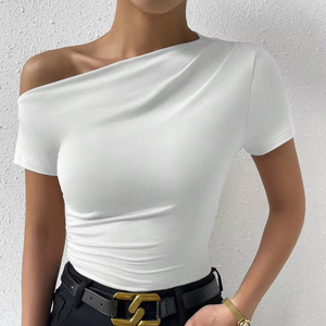 Pull tricoté uni pour femme en coton élasthanne, décontracté, respirant, écologique, séchage rapide, anti-plis, imprimé numérique, 100g, col rond - Product Image 3