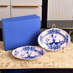 Juego de Vajilla de Porcelana de 2 Piezas con Calcomanía Retro Europea, Plato Ovalado para Decoración del Hogar y Bodas - Product Image 5