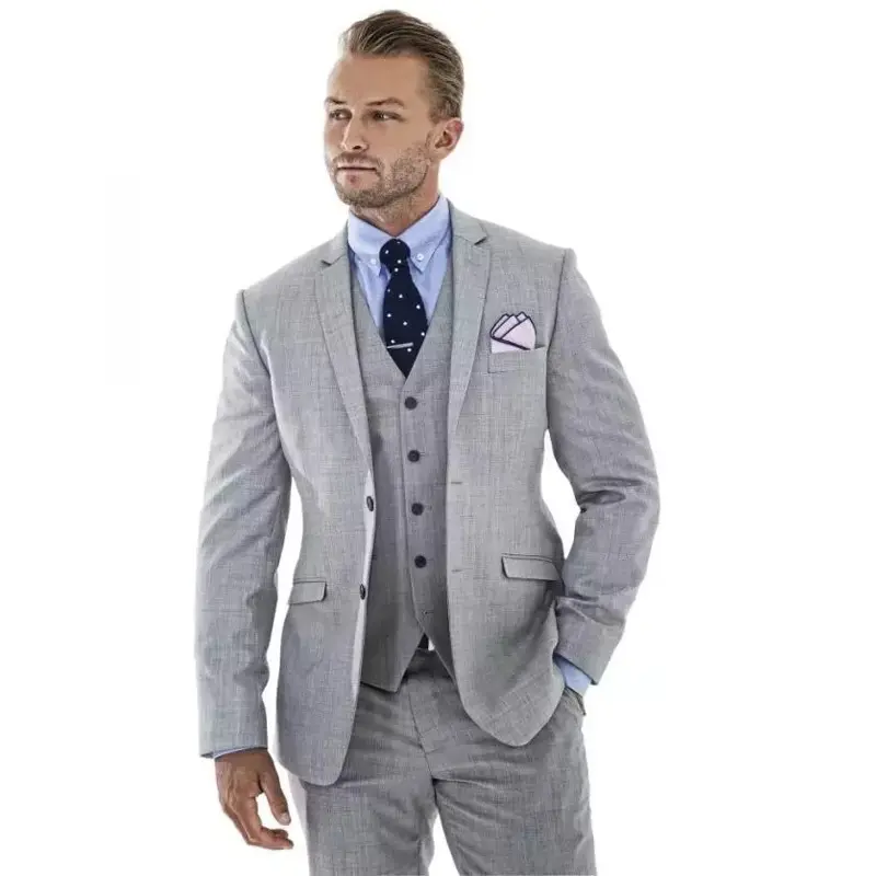 Wholesale Suit Office 4 pcs business and casual suits for men In Grey Color Men's Suit over Jacket + Shirt + Pant