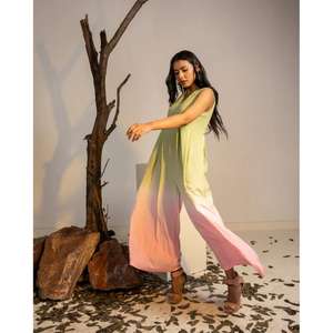 Robe longue décontractée d'été pour femmes, sans manches, effet ombré, couleur dégradée - Product Image 2