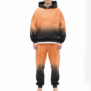 Nuevo Diseño Conjunto Deportivo Largo con Efecto Desgastado por el Sol, Personalizable con MOQ Bajo, Conjunto Deportivo de Color Sólido y Tejido Grueso con Efecto Desgastado por el Sol para Hombre - Product Image 1