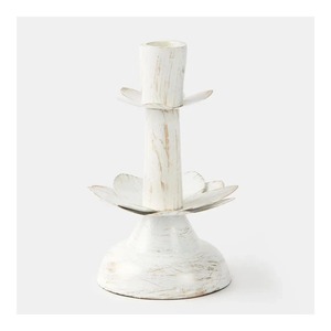 Porte-bougie en acier avec motif de fleurs blanches, décoration de maison durable - Product Image 1