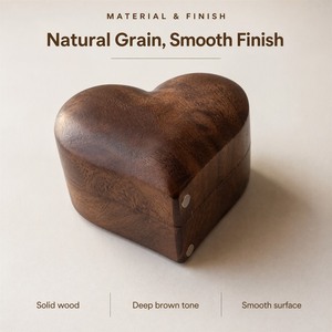 Heart Shaped Wooden <b>Ring</b> Box Solid Wood Velvet Lining Jewelry <b>Storage</b> Box Wholesale - Product Image 4
