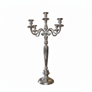 Vente directe d'usine grand candélabre bougeoir en métal fait à la main personnalisé pour la pièce maîtresse de table de noël nickelé - Product Image 3