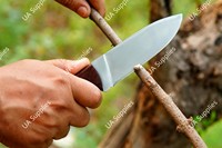 Couteau tactique professionnel forgé à la main en acier inoxydable Damas 12C27, à lame pleine longueur, pointe tombante, pour le camping, la chasse et la survie en extérieur
