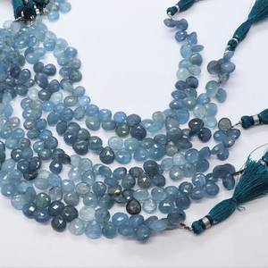 Cuentas facetadas en forma de corazón de aguamarina musgosa, cuentas briolette de aguamarina musgosa natural con corte lateral en forma de corazón, tira de 8 pulgadas para la fabricación de joyería. - Product Image 6